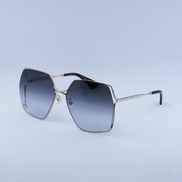 Gucci GG0817S 006 Sunglasses Gold Geometric Frame, Grey Lenses - Picture 1 of 11
